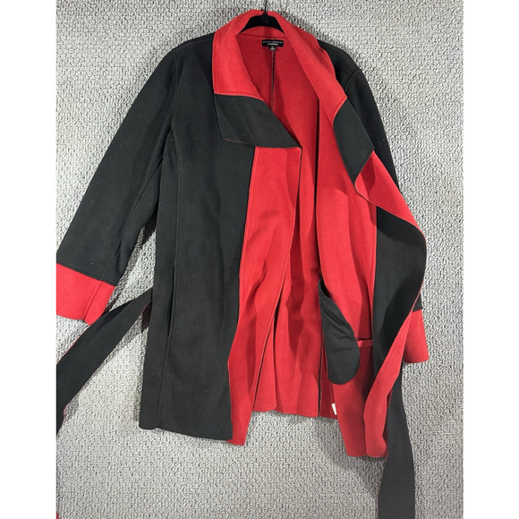 Susan Graver Weekender Super Soft Fleece Jacket Coat Black Red Overcoat / Medium - Picture 3 of 10